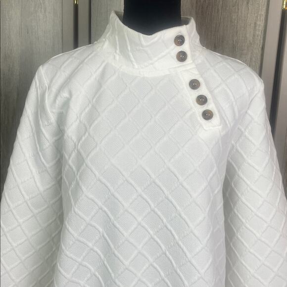 Soft Surroundings Deco Grid Mock Neck Jacquard Pullover Sweatshirt Women's L - Picture 3 of 12